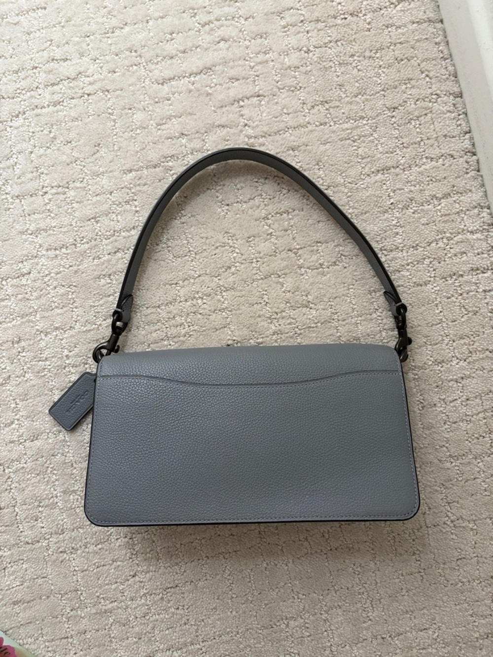 Coach Gray Pebbled Leather Shoulder Bag with Signature C - Picture 6 of 6